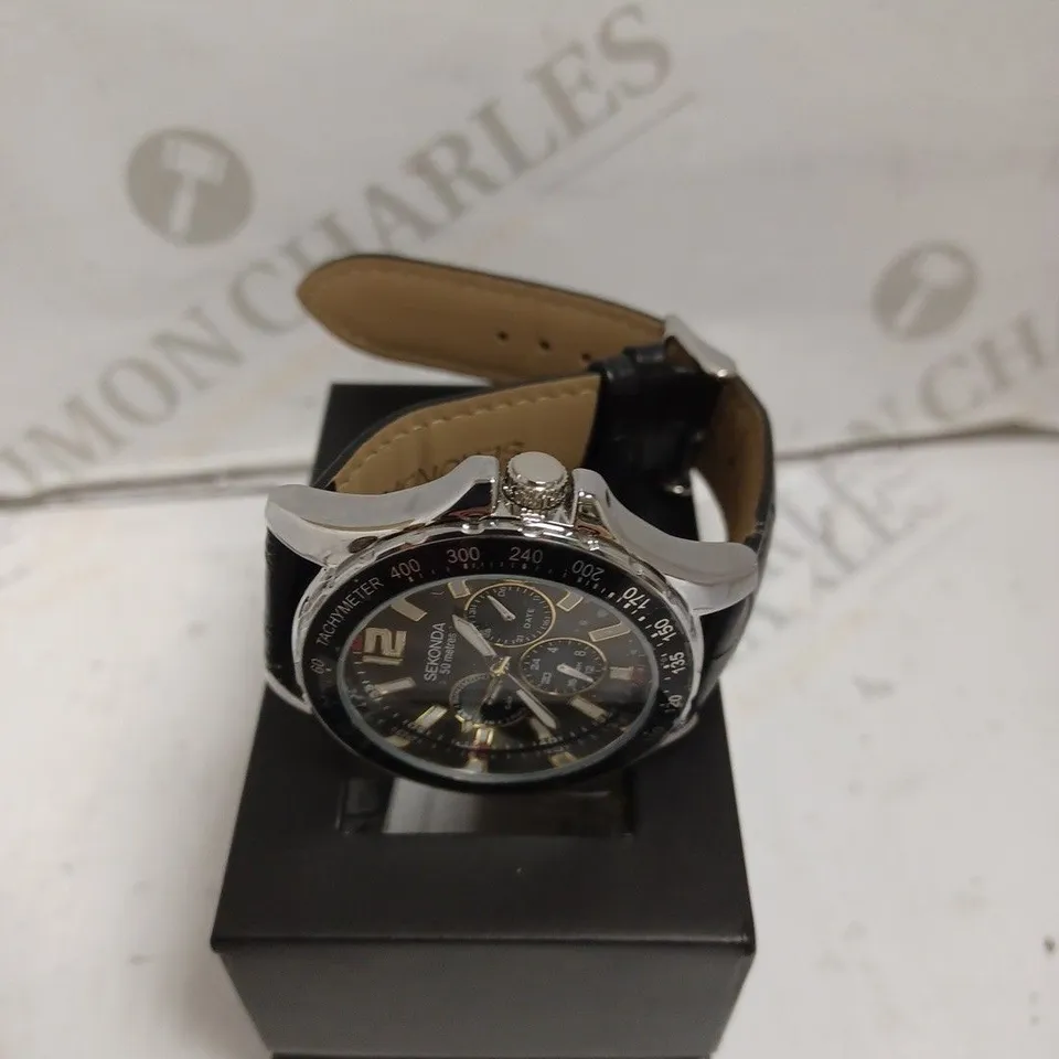 BOXED SEKONDA GENTS WATCH WITH GENUINE LEATHER - JAPAN MOVEMENT - 5ATM. 
