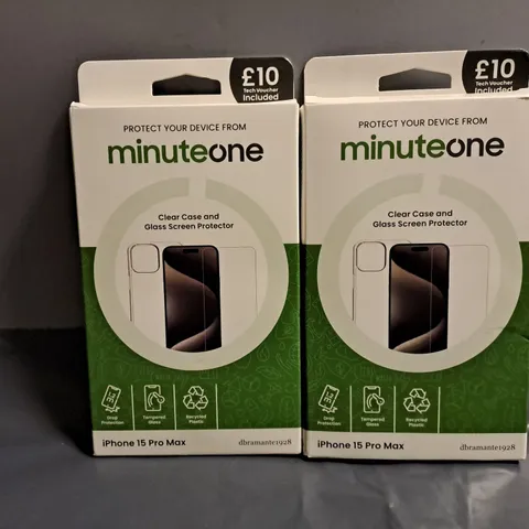 BOX OF APPROXIMATELY 30 MINUTE ONE IPHONE 15 PRO MAX CLEAR CASE & GLASS SCREEN PROTECTOR 