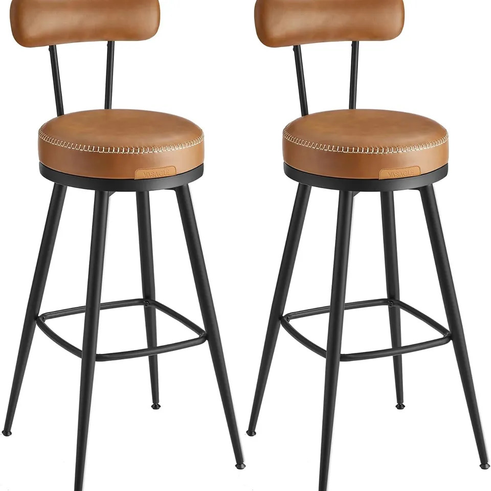 BOXED VASAGLE EKHO COLLECTION - 360 SWIVEL BAR STOOLS SET OF 2
