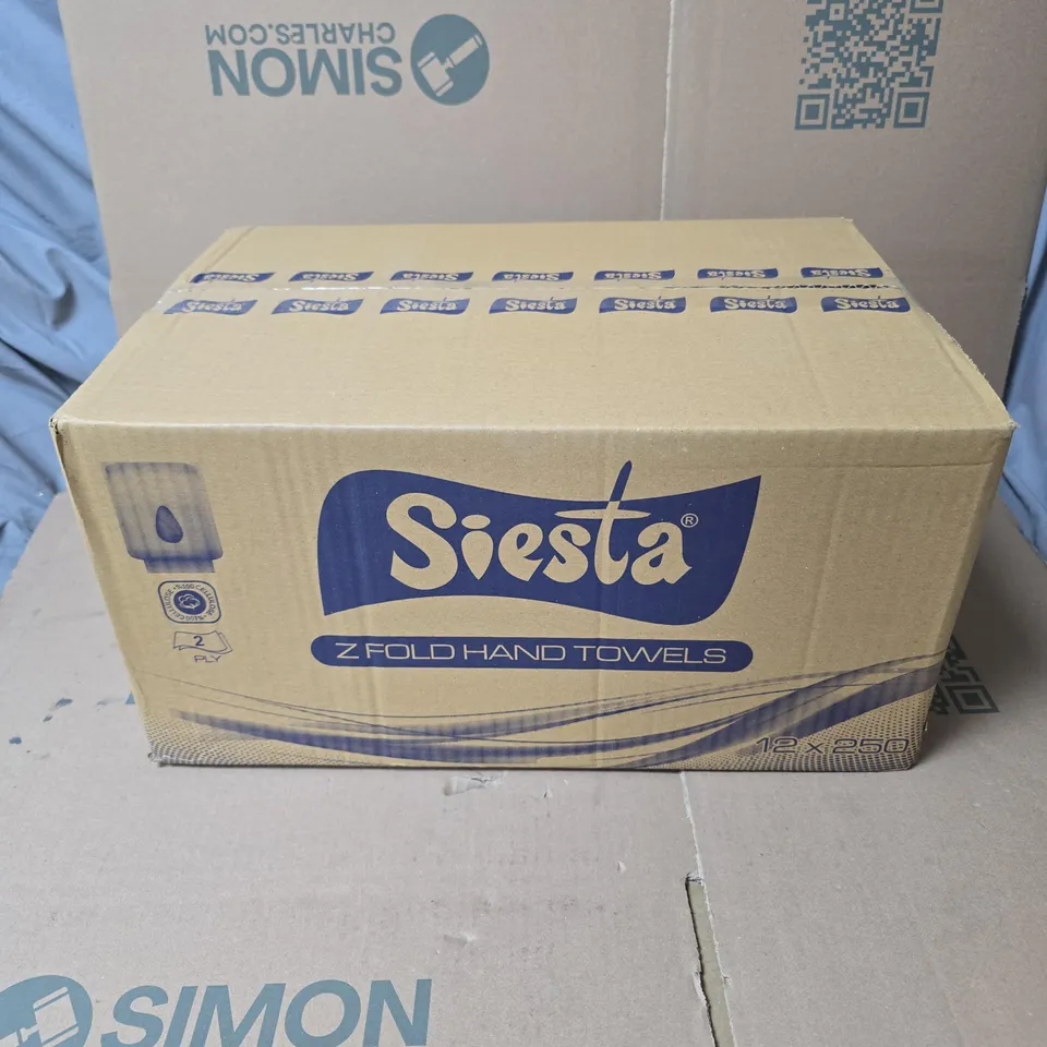 SIESTA Z FOLD HAND TOWELS 12 X 250 BOXED