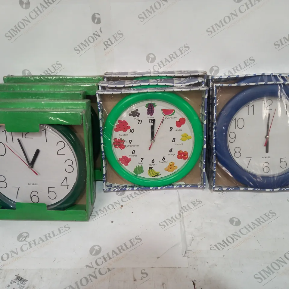 BOX OF APPROX 10 ASSORTED QUARTZ CLOCKS