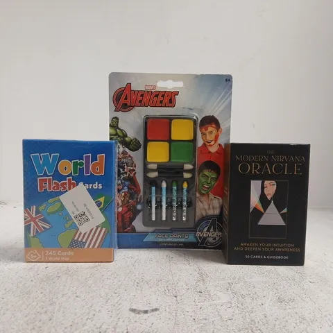 APPROXIMATELY 10 ASSORTED TOYS AND GAMES TO INCLUDE CRAYONS, DOG NIGHT LIGHT, ETC