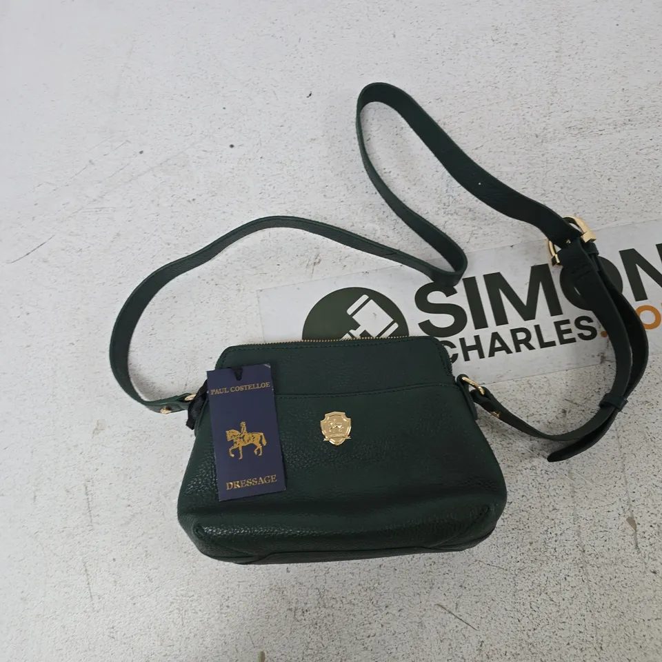 PAUL COSTELLOE DRESSAGE GREEN PEBBLED LEATHER CROSSBODY BAG