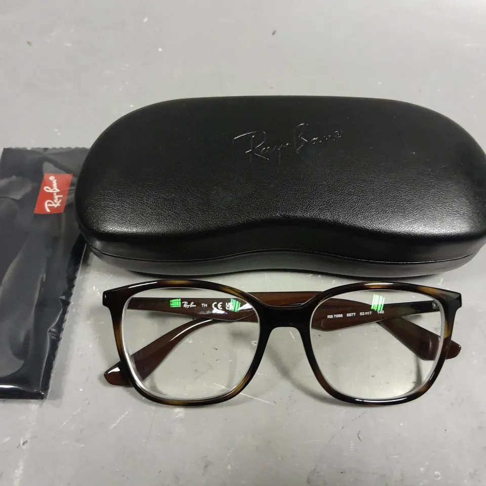 RAY BAN GLASSES WITH BROWN FRAMES IN CASE
