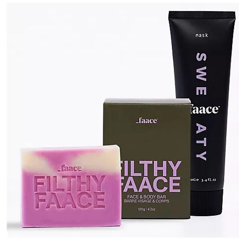 BRAND NEW BOXED FAACE 2 PIECE FILTHY & SWEATY SKINCARE KIT