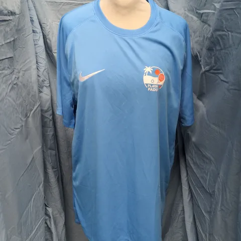 NIKE DRI-FIT SLIM FIT BLUE T-SHIRT – PLAYA & PADEL HOLIDAYS LOGO