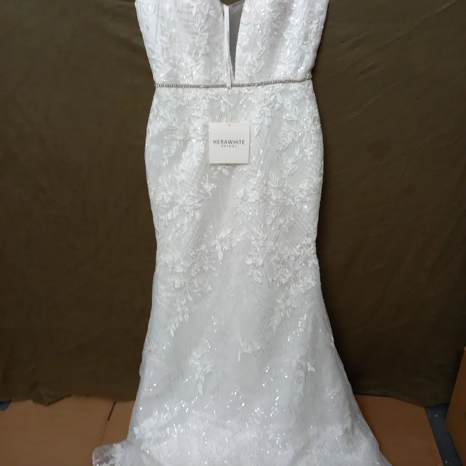 HERAWHITE BRIDAL EMBELLISHED WEDDING DRESS - UK 20