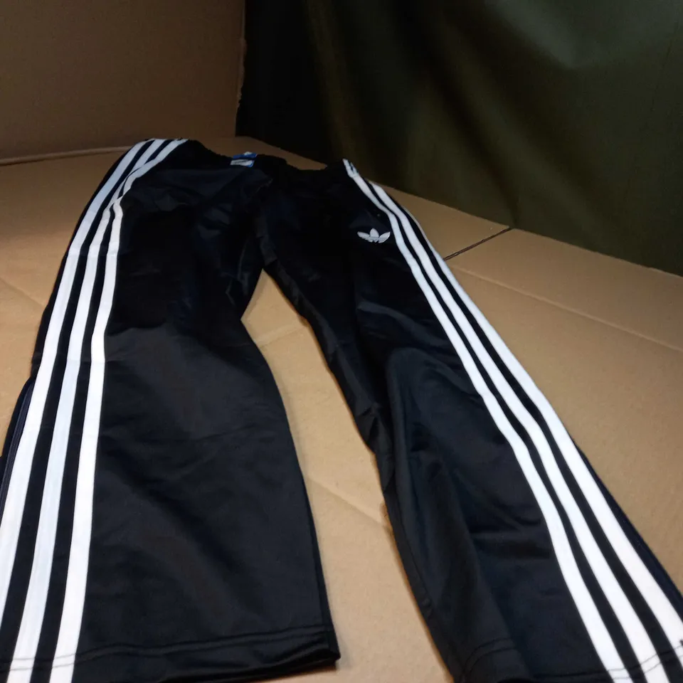 ADIDAS BLACK/WHITE TRACK BOTTOMS - SMALL