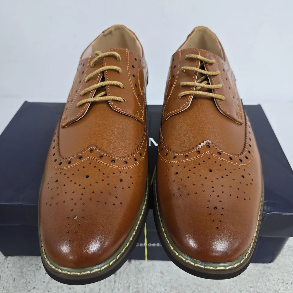 BOXED BRUNO MARC PRINCE SHOES, BROWN - SIZE UK 9.5