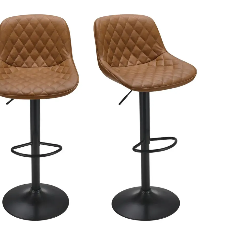 BOXED LIVINGANDHOME BAR STOOLS (SET OF 2) - BROWN/BLACK (1 BOX)