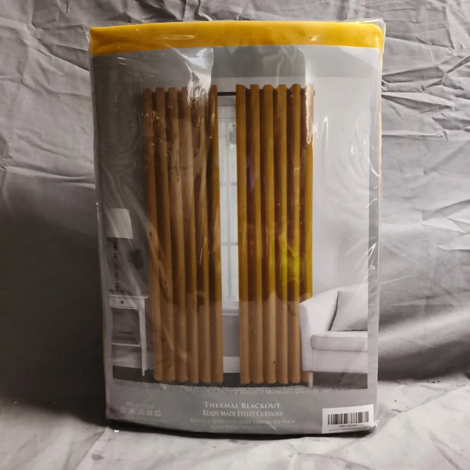 UNBRANDED EYELET THERMAL BLACKOUT CURTAINS IN MUSTARD (66"X90")