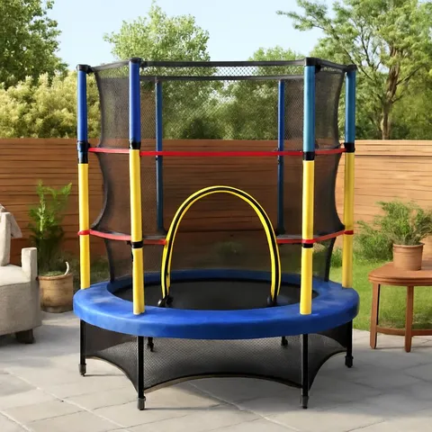 BOXED ANTONIO FREEPORT PARK 5' ROUND BACKYARD TRAMPOLINE WITH SAFETY ENCLOSURE (1 BOX)