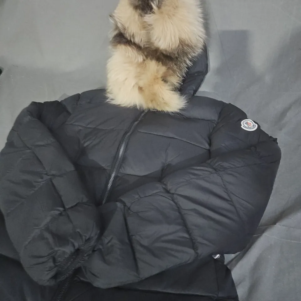 MONCLER DOWN JACKET WITH FUR-TRIM HOOD - BLACK - WOMENS - SIZE UNSPECIFIED