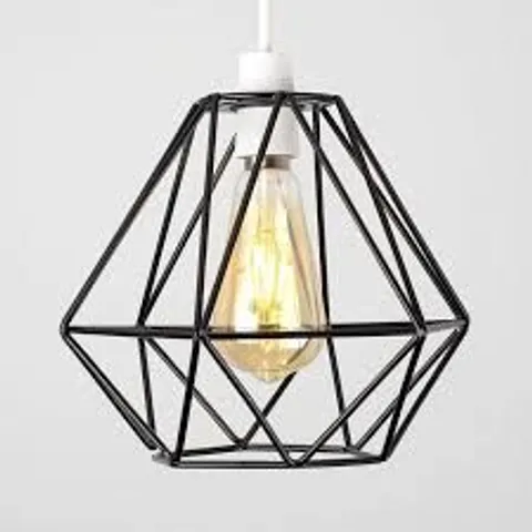 BOXED MINISUN 20CM DIABLO METAL WIRE FRAME CEILING PENDANT SHADE IN BLACK