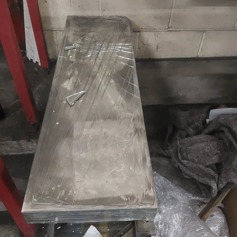 DAMAGED DESIGNER GLASS CONSOLE TABLE