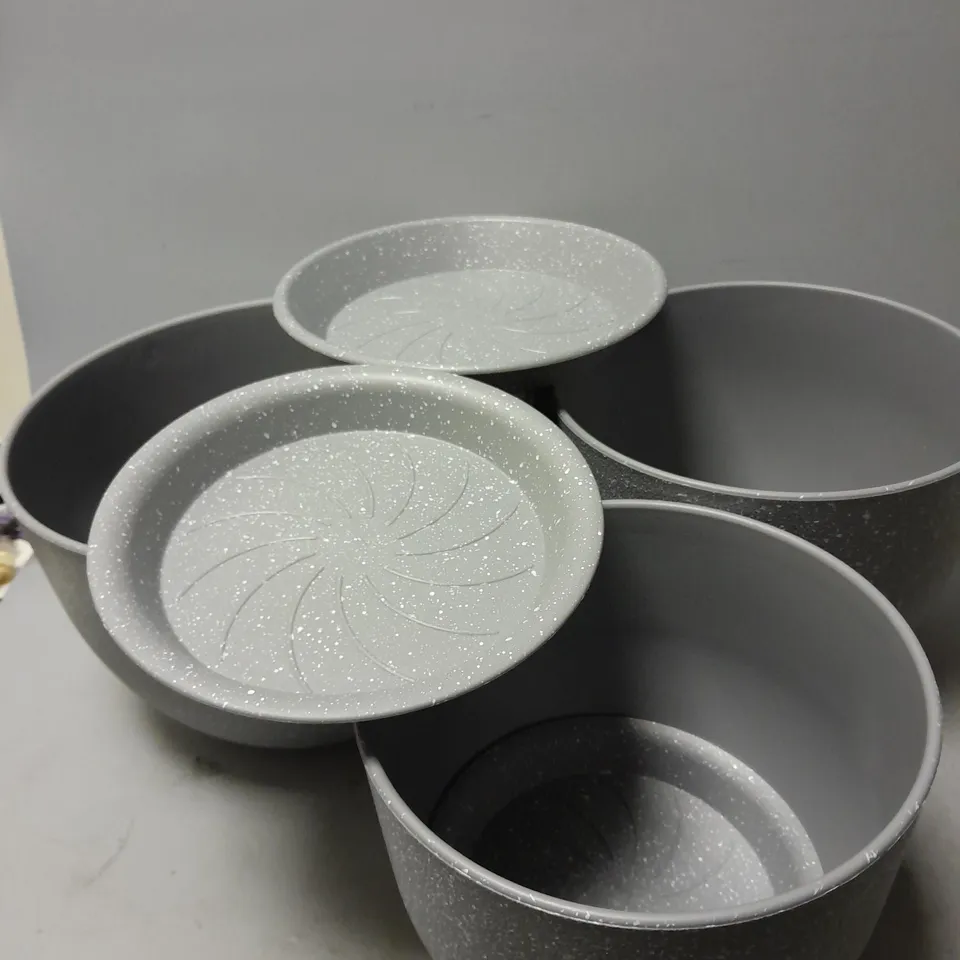 SET OF 3 9/10/12 INCH FLOWER POTS IN GREY SPECKLES