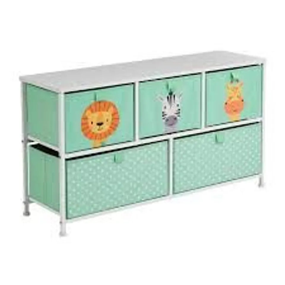 BOXED JUNGLE 5 DRAWER KIDS STORAGE CHEST (1 BOX)