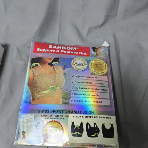 BOX OF APPROXIMATELY 9 ASSORTED ITEMS INCLUDING SANKOM SUPPORT & POSTURE BRA – BOXED + OXYCOOL PORTABLE FAN 