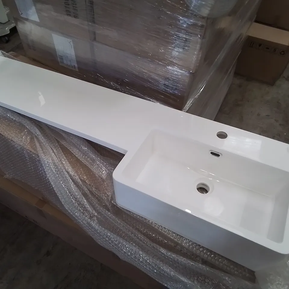 LOT OF 4 BOXED AS NEW VELDEAU ARNO 1500MM RH SEMI RECESSED CAST WING BASIN - 1534X420X200MM