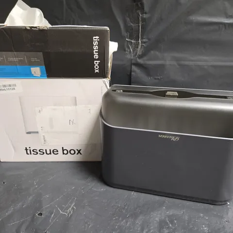 TISSUE BOX DISPENSER UNIT – DARK GRAY WITH TOP OPENING 