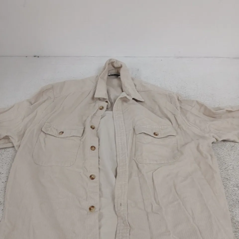 ASOS DESIGN BEIGE CORDUROY SHIRT/JACKET – BUTTON FRONT, CHEST POCKETS SIZE XL