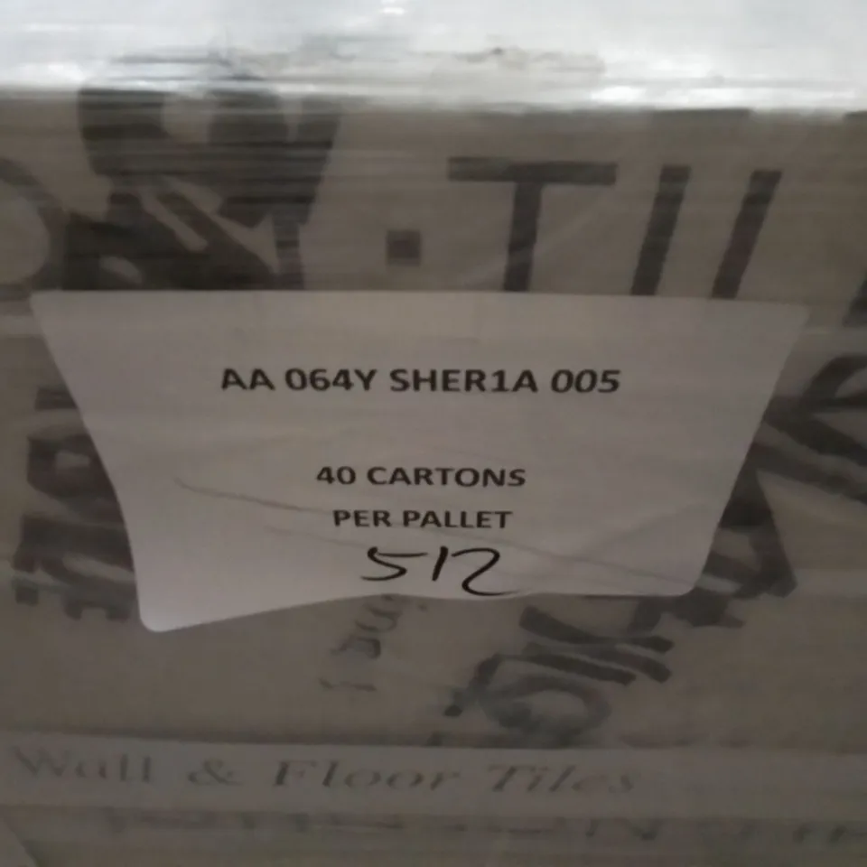 PALLET TO CONTAIN APPROXIMATELY 40 X PACKS OF JOHNSON SHERWOOD HAZE GLAZED WALL & FLOOR TILES - 5 TILES PER PACK // TILE SIZE: 597 X 297 X 10MM