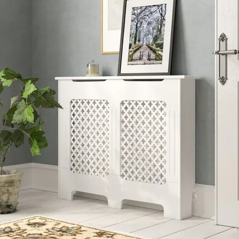 BOXED RETA RADIATOR COVER - WHITE, APPROXIMATELY W112 x D19 x H81.4cm (1 BOX)