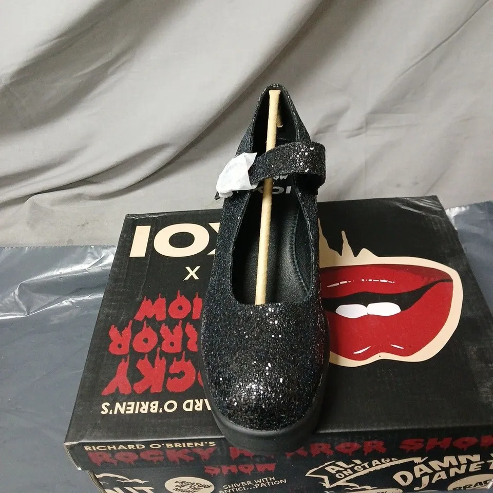 KOI ROCKY HORROR SHOW BLACK GLITTER SHOES BOXED SIZE 6