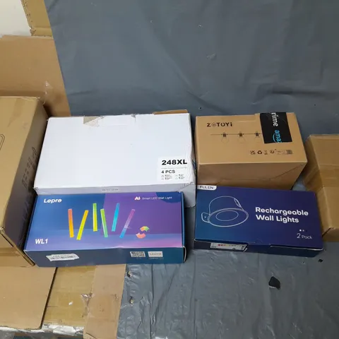 APPROXIMATELY 10 ASSORTED BOXED INDOOR LIGHTS TO INCLUDE WALL AND CEILING LIGHTS 