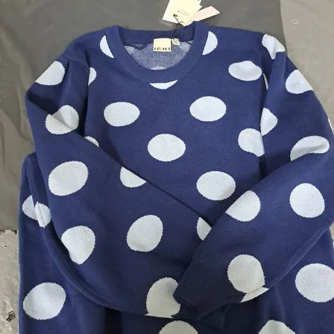 ICHI BRIELLE PATTERN JUMPER IN NAVY/BLUE - 2XL