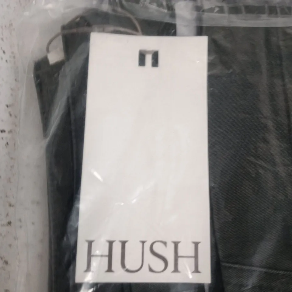HUSH DARKEST GREEN SEAM-DETAIL BARREL-LEG TROUSERS – UK 10