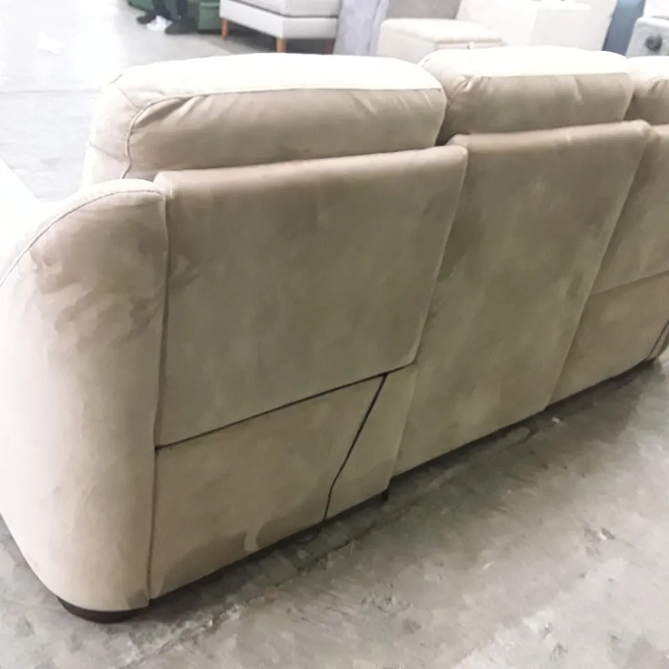 QUALITY ITALIAN DESIGNER AVOLA NEW ELECTRIC LARGE RECLINER 3 STR SOFA - BEIGE FABRIC