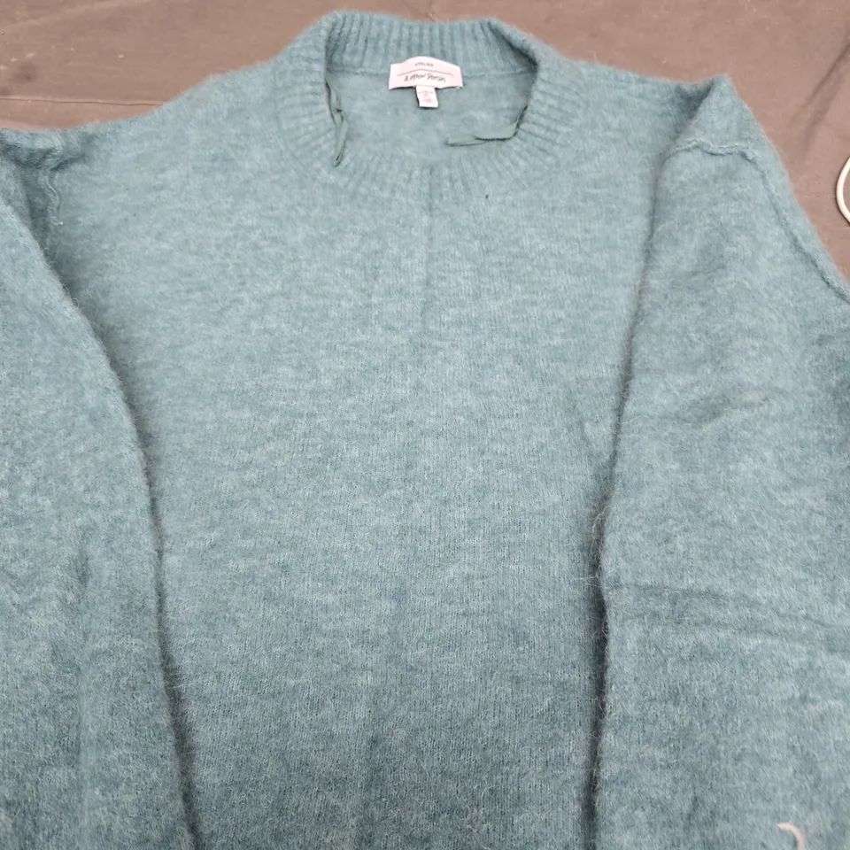 ATELIER TEAL KNITTED JUMPER – CREW NECK SIZE L
