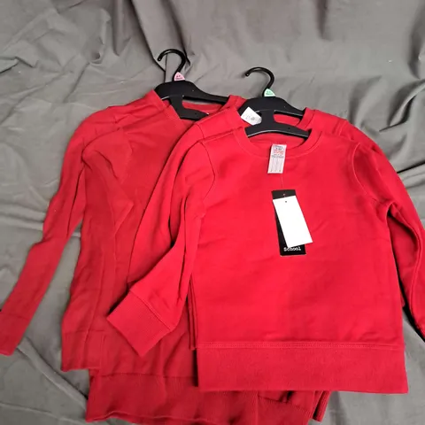 BOX OF APPROXIMATELY 100 SCHOOL JUMPERS IN RED - VARIOUS SIZES - COLLECTION ONLY