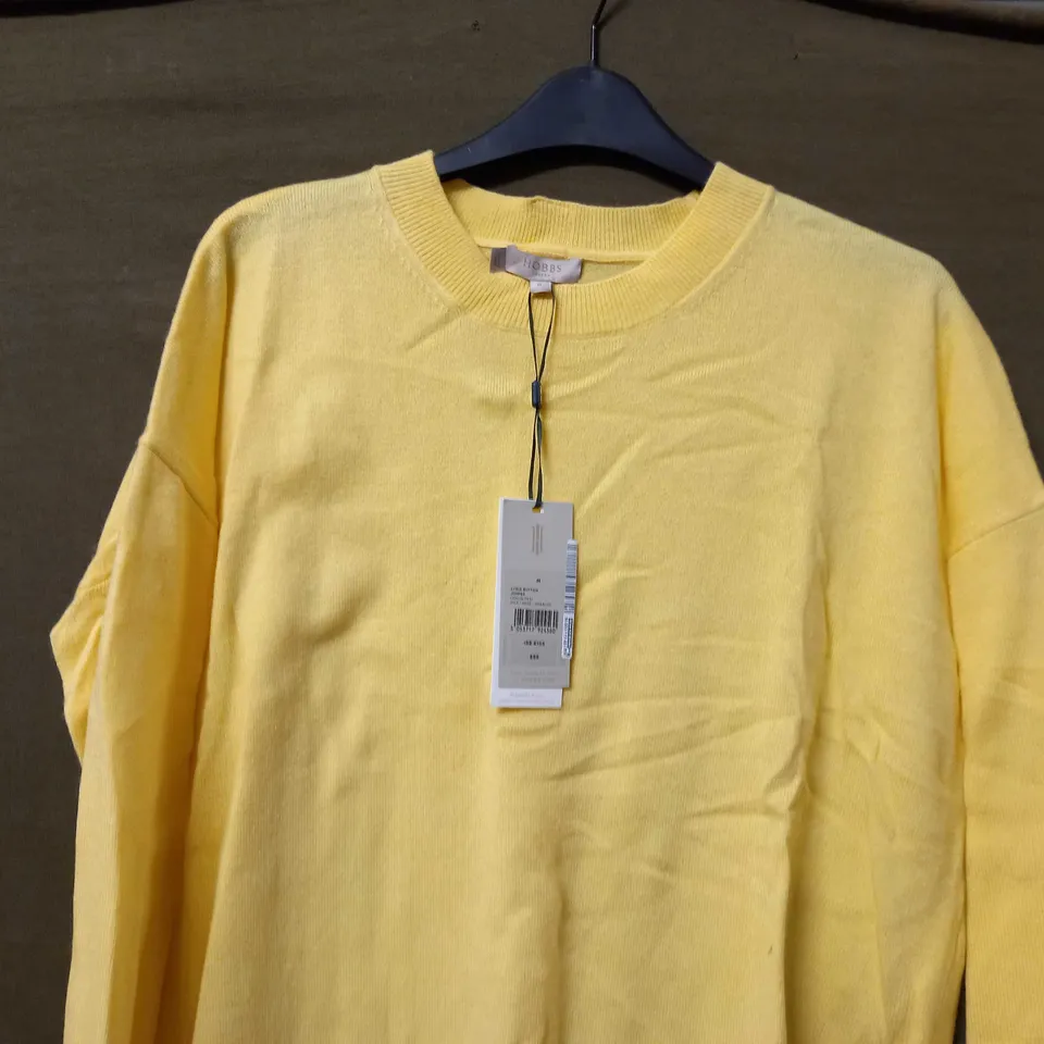 HOBBS LONDON LYDIA BUTTON JUMPER IN LEMON ZEST - MEDIUM
