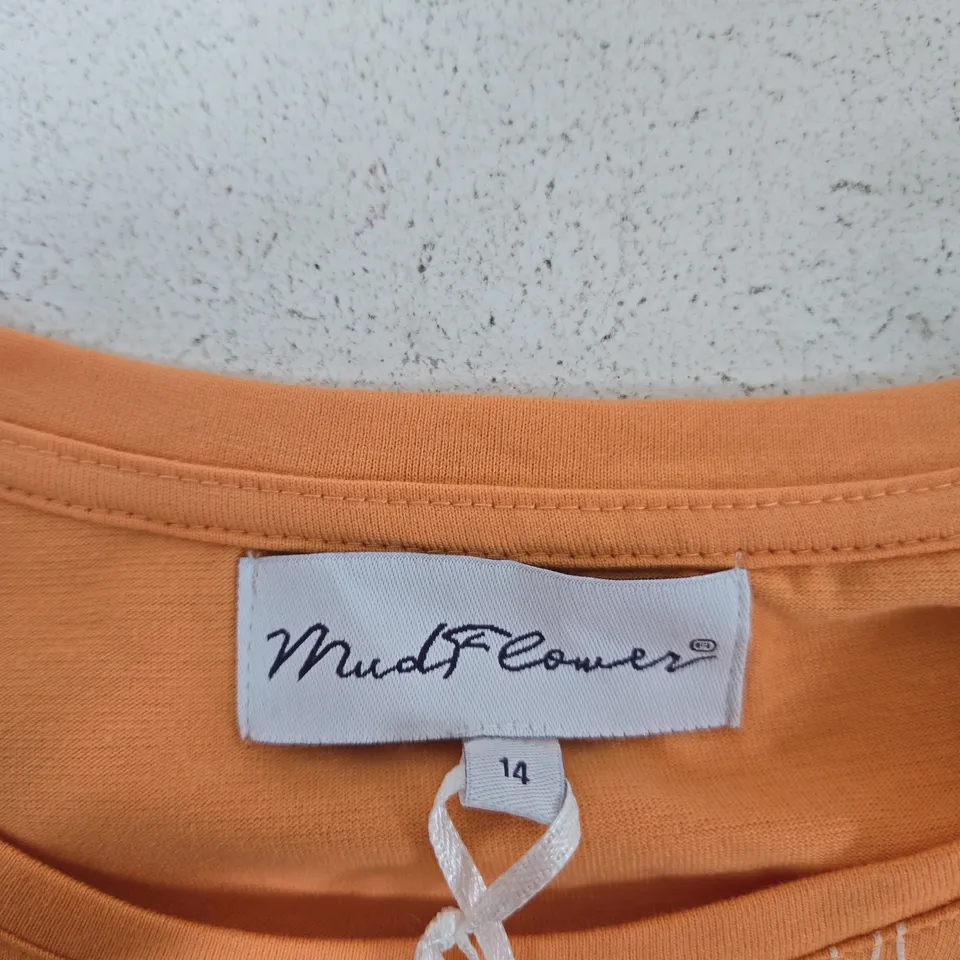 MUDFLOWER WOMEN'S ORANGE FLORAL PRINT TOP – UK SIZE 14