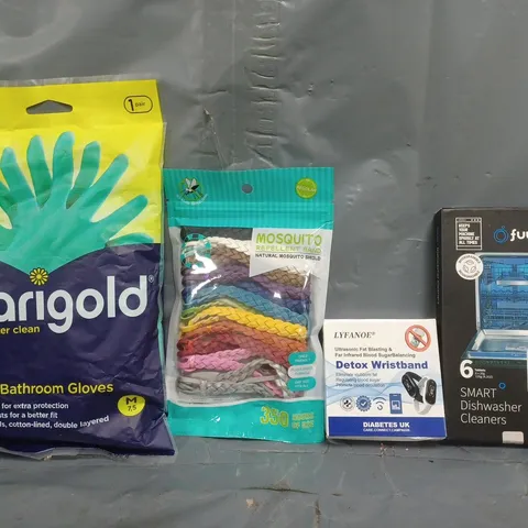 APPROXIMATELY 15 ASSORTED HOUSEHOLD ITEMS TO INCLUDE SMART DISHWASHER CLEANERS, DETOX WRISTBAND, ETC