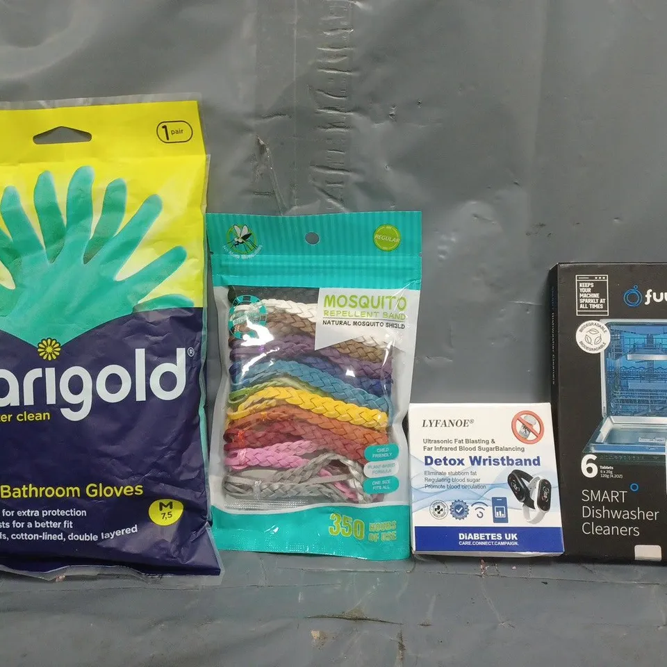APPROXIMATELY 15 ASSORTED HOUSEHOLD ITEMS TO INCLUDE SMART DISHWASHER CLEANERS, DETOX WRISTBAND, ETC