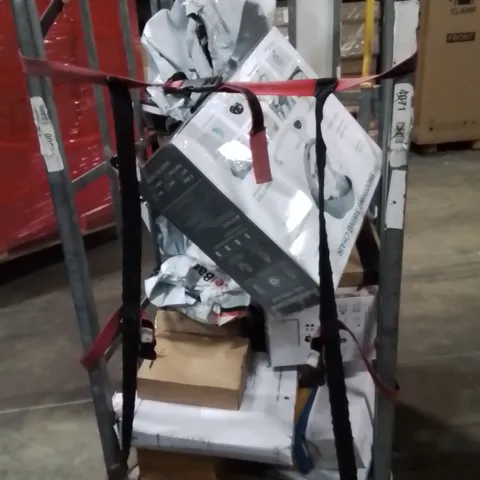 CAGE OF ASSORTED HOUSEHOLD GOODS AND PRODUCTS TO INCLUDE;BOXING TARGET MACHINE,SWING CHAIR