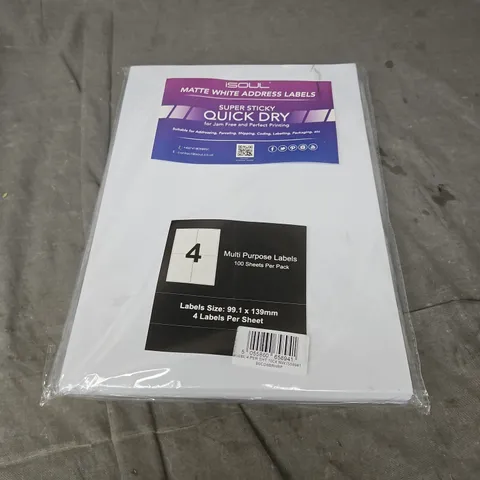 APPROXIMATELY 9 PACKS OF ISOUL MATTE WHITE ADDRESS LABELS - COLLECTION ONLY