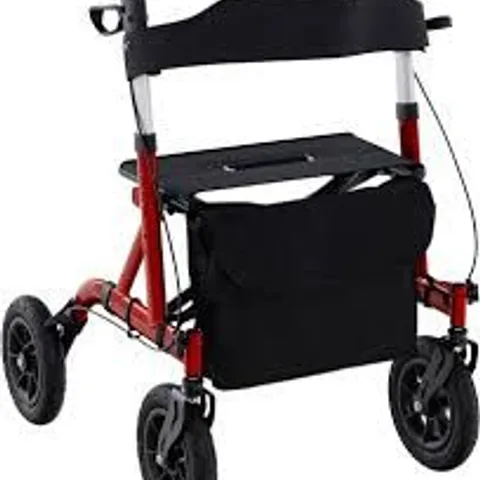 BOXED COSTWAY FOLDABLE ROLLING WALKER WITH SEAT - RED