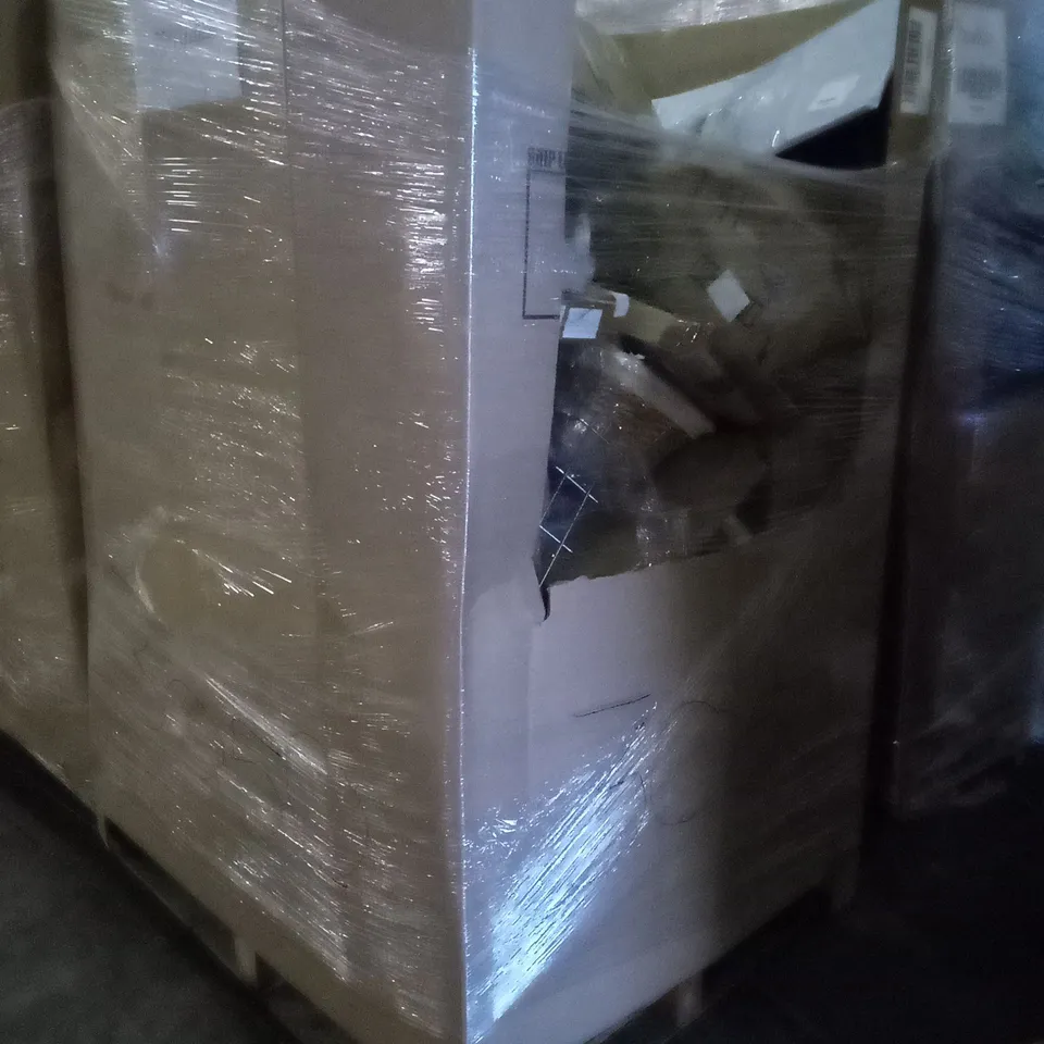 PALLET OF ASSORTED ITEMS INCLUDING GARMENT RACK, ACCSTORE NON-WOVEN FABRIC WARDROBE, SMART MOON LIGHT, LUMBAR SUPPORT CAMPING CHAIR, TOILET SEAT