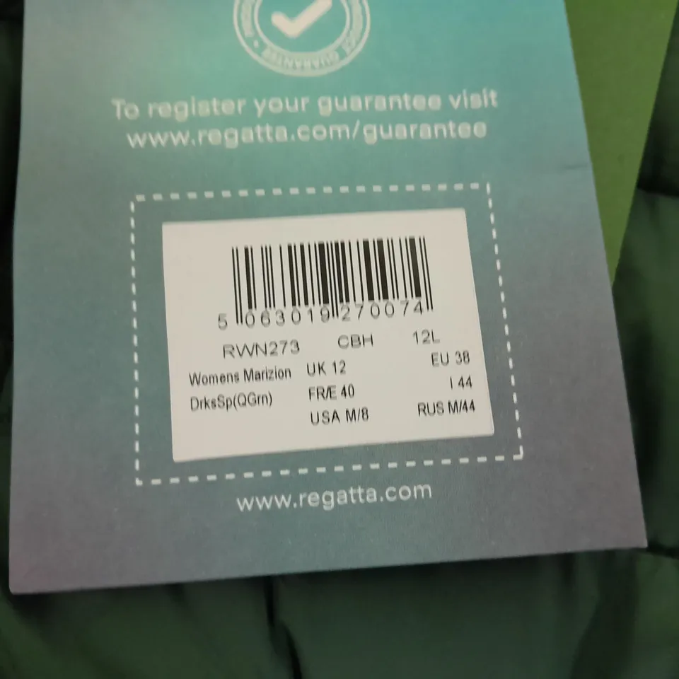 REGATTA WOMENS MARIZION GREEN HOODED COAT - UK 12