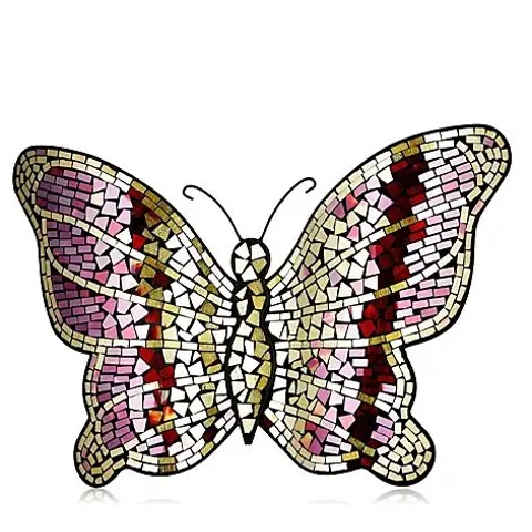 GARDEN REFLECTIONS HAND FINISHED MOSAIC GOLD BUTTERFLY WALL HANGING