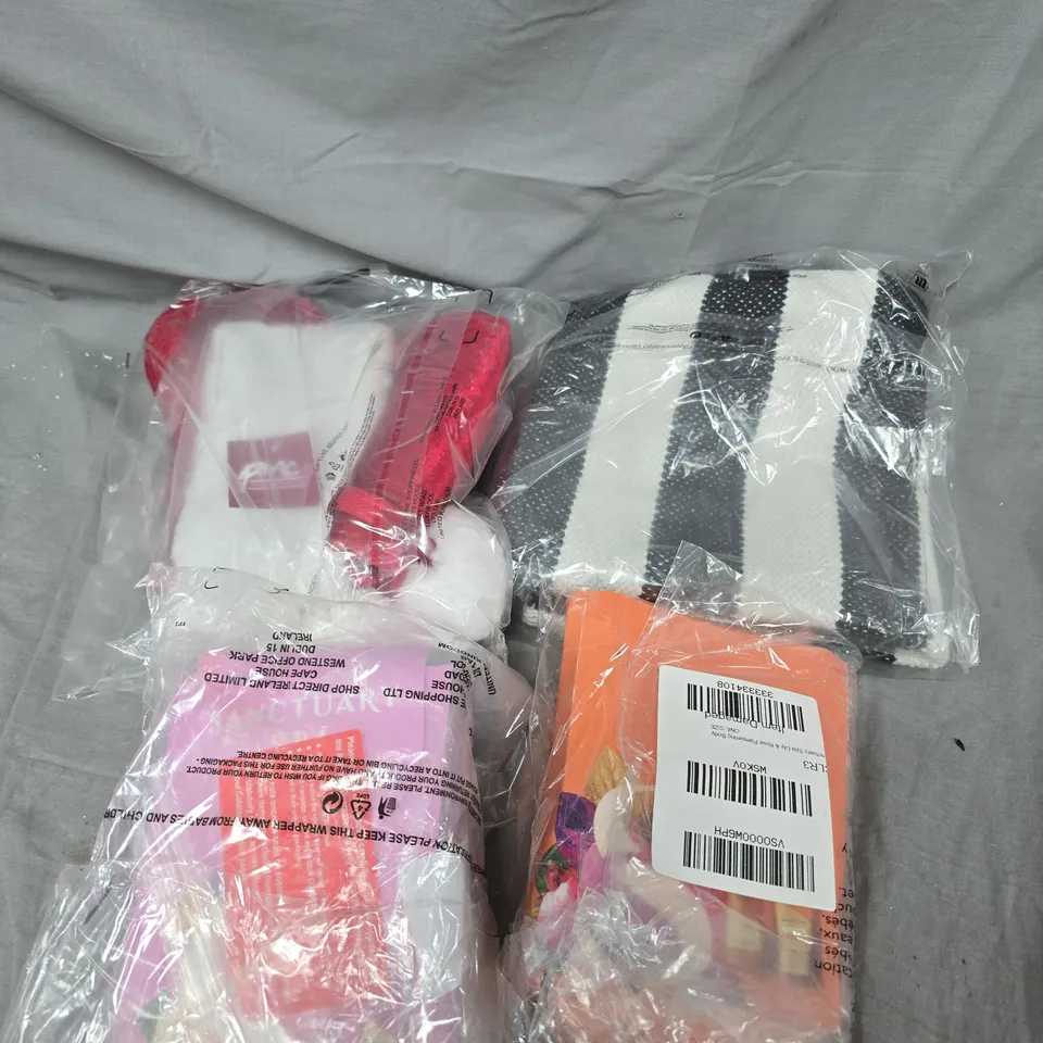 APPROXIMATELY 15 ASSORTED DAMAGED/FAULTY HOUSEHOLD PRODUCTS TO INCLUDE SKIN CREAM, TEA TOWELS, HOME DECOR ETC