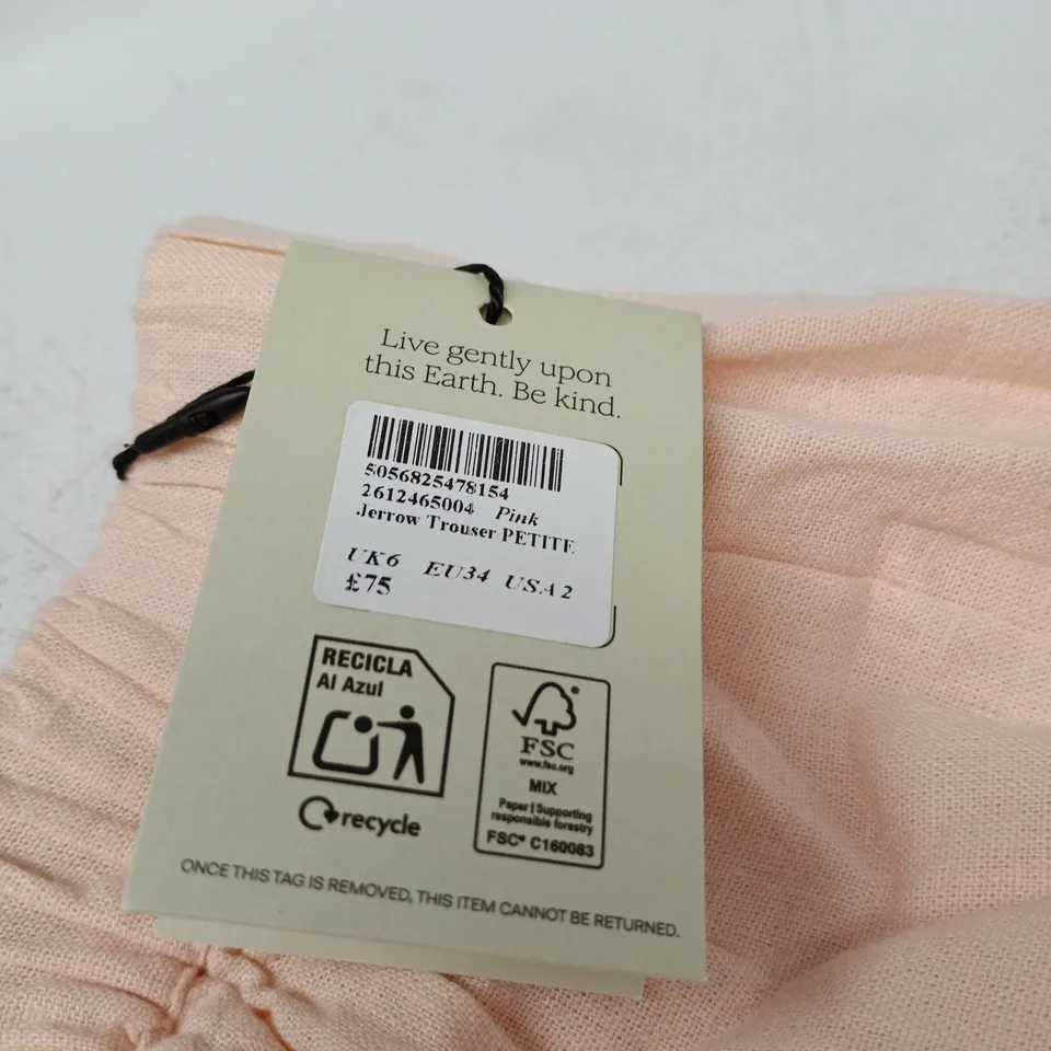 NOBODYS CHILD PINK JARROW TROUSER PETITE UK 6