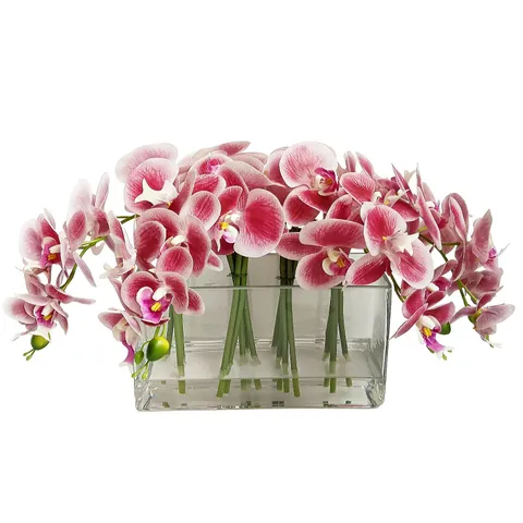 HOME STORIES MULTI-STEM FAUX FLORAL ARRANGEMENT IN GLASS VASE