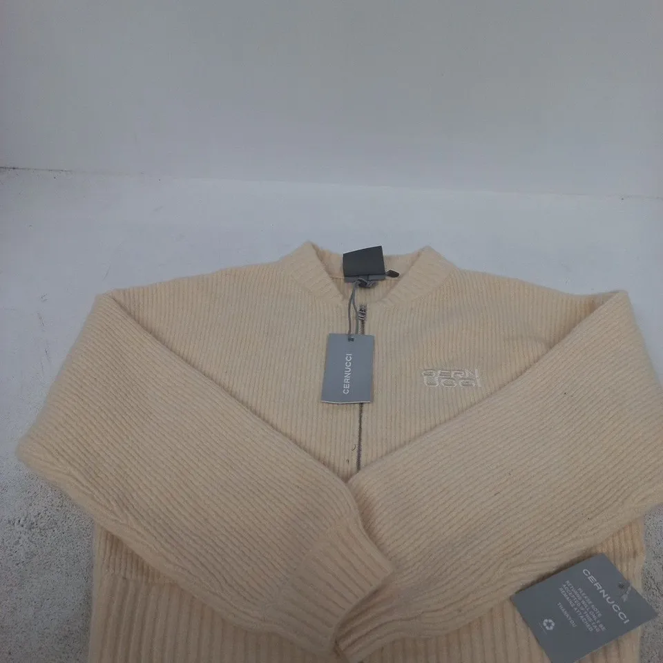 Cernucci Knitted Zip Front Bomber – Cream size s