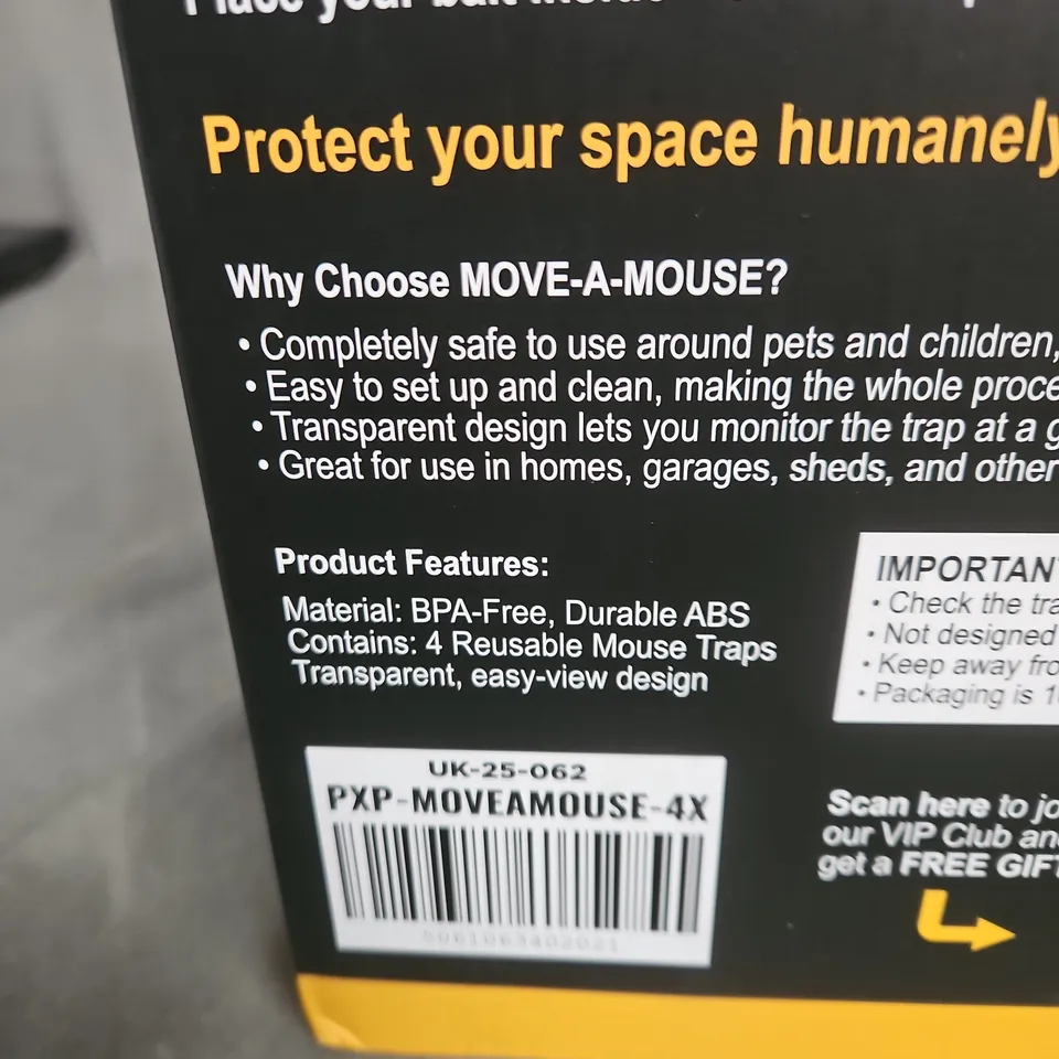 MOVE-A-MOUSE HUMANE MOUSE TRAP – 4 PACK (PESTX PRO)