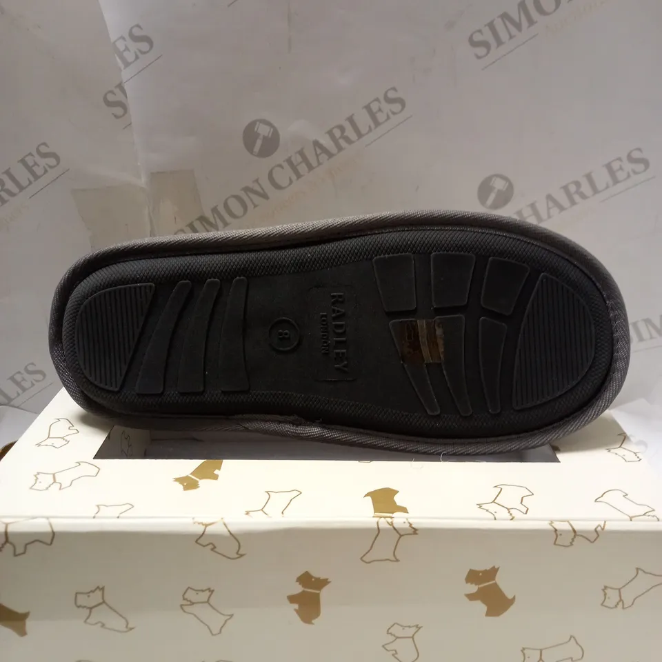 RADLEY LONDON COSY GREY SLIPPERS - SIZE 8